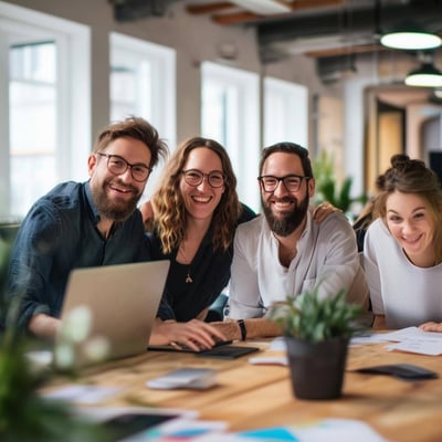 happy team at the open space office